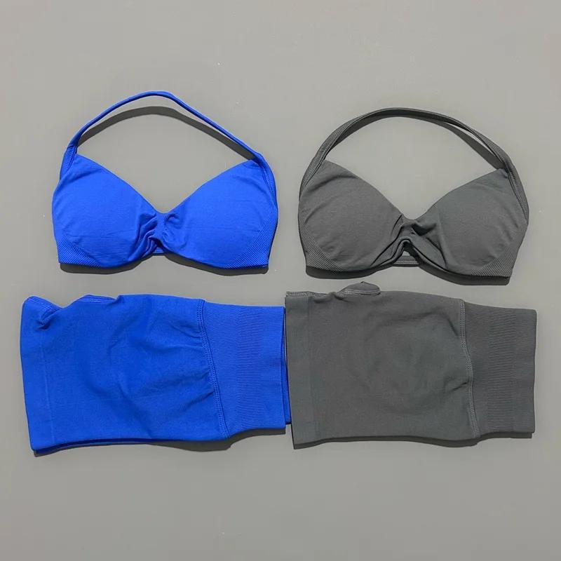 HISTELLO ensemble de gymnastique 2 pièces femmes à bretelles soutien-gorge de Yoga haut d'entraîneme