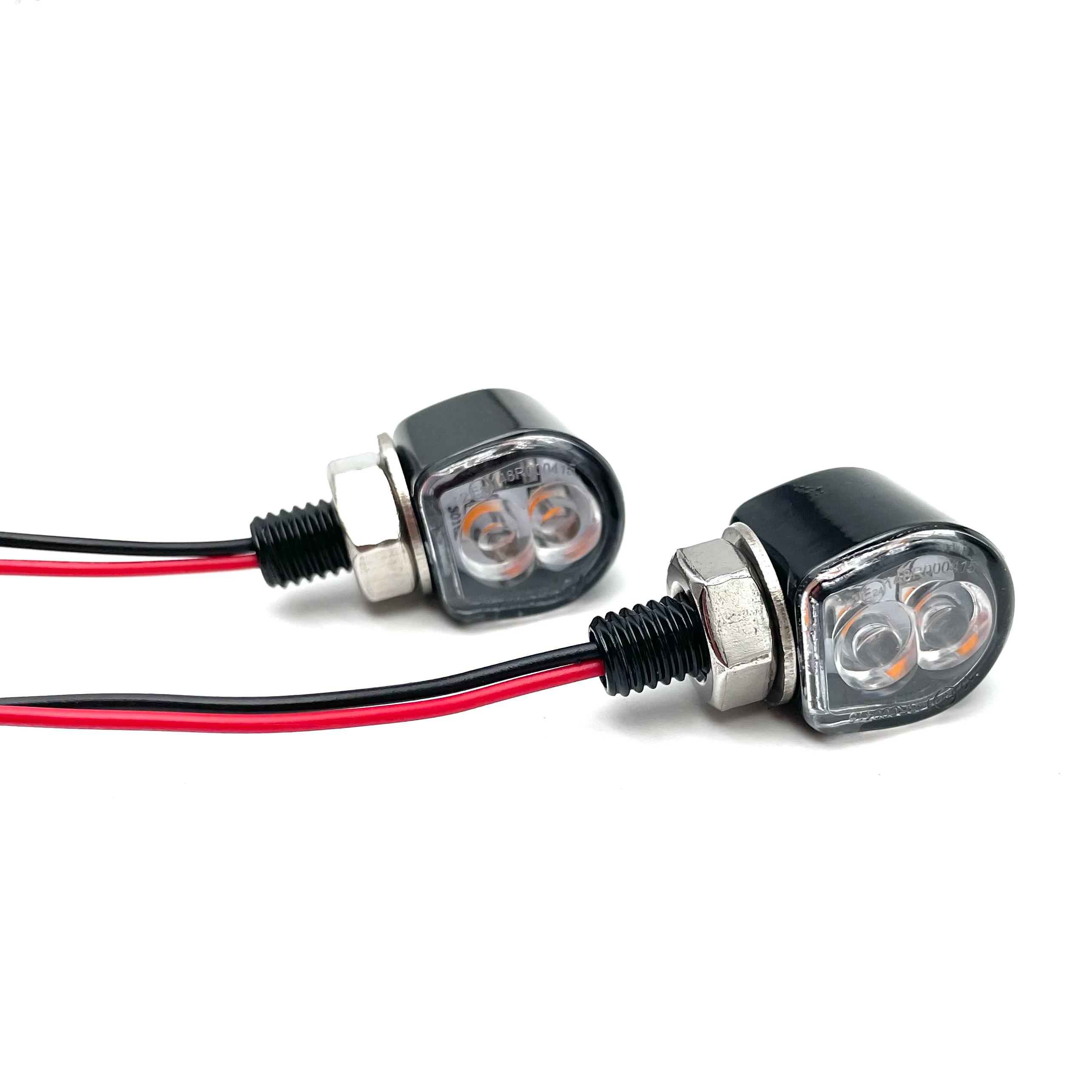 E marqué M8 Mini moto clignotant indicateur lumineux 12V ambre LED signaux clignotant lampe pour caf