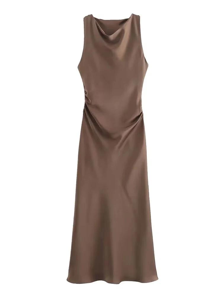 Robes longues en satin pour femmes 2026 – Robe midi d'été sexy pour femme, robe de soirée élégante s