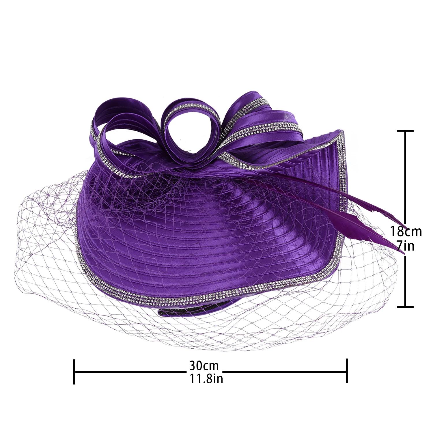 Chapeaux Derby élégants pour femmes, avec bandeau en voile, chapeau de fête de thé, strass, fascinat