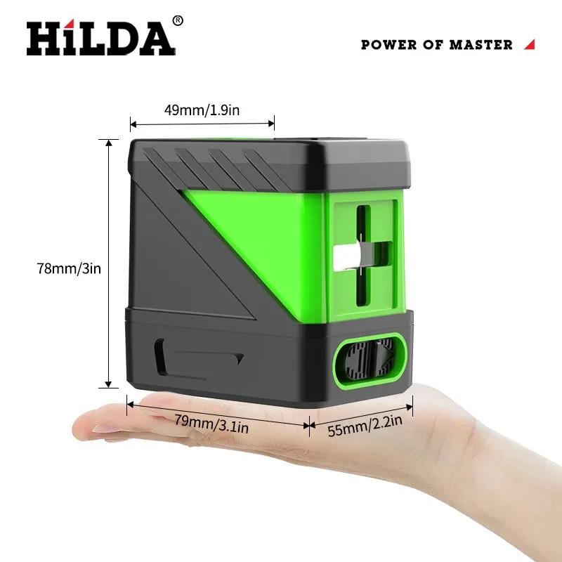 HILDA 2 Lignes Niveau Laser Auto Nivellement Vert Poutres Laser Horizontal Ligne Croisée Verticale M