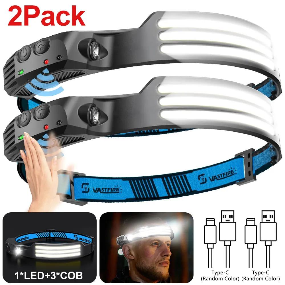 1-3 pièces LED phare lumineux USB Rechargeable tête lampe de poche capteur de mouvement Portable 10W