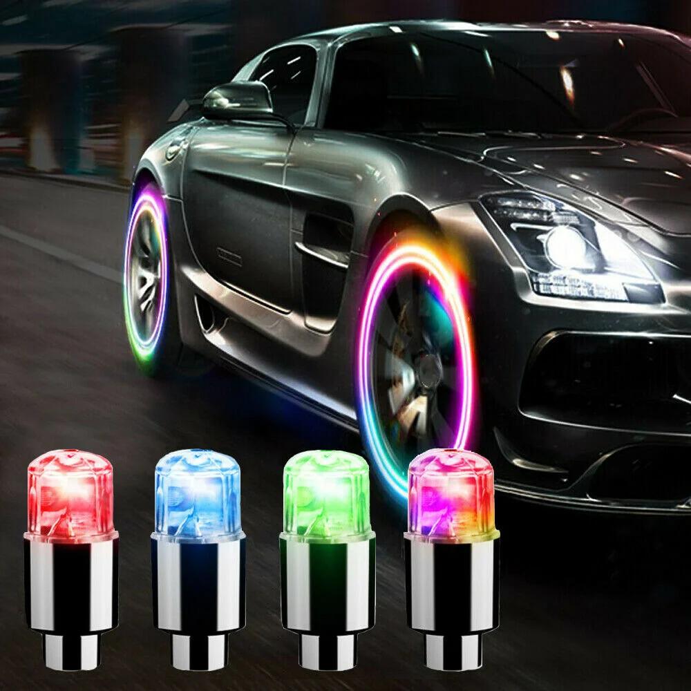 4 pièces bouchon de lumières de roue voiture Auto roue pneu pneu Valve d'air tige lumière LED boucho