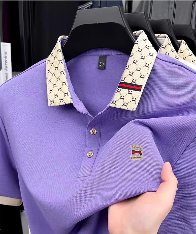 Marque de luxe B lettre en relief polo à manches courtes hommes été léger respirant nouvelle mode co