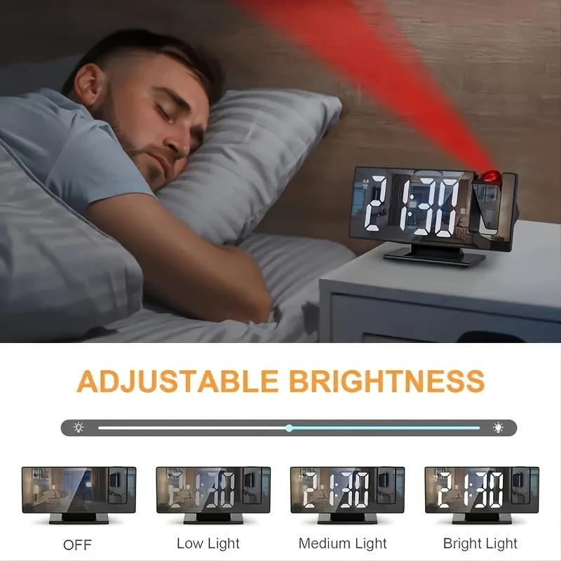Réveil de projection multifonctionnel miroir, 1 pièce, horloge lumineuse intelligente, horloge de pr
