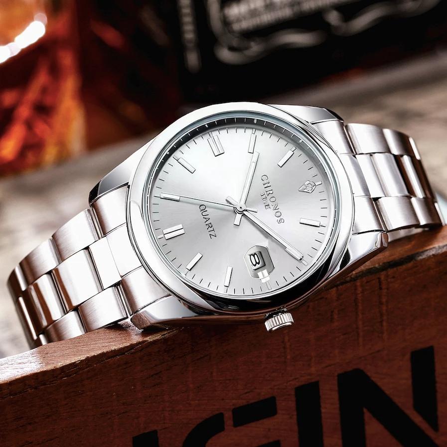 CHRONOS Top marque de luxe homme montre-bracelet étanche lumineux Date hommes montres en acier inoxy