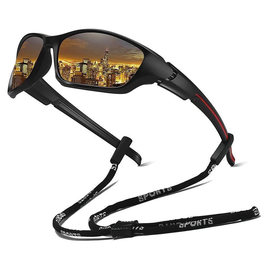 Lunettes de soleil de sport avec chaîne pour hommes et femmes, idéales pour la course, l'alpinisme, 
