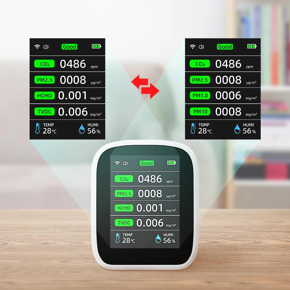 Tuya WIFI 8 en 1 moniteur de qualité de l'air CO2 HCHO TVOC PM1.0 PM2.5 PM10 testeur température hum