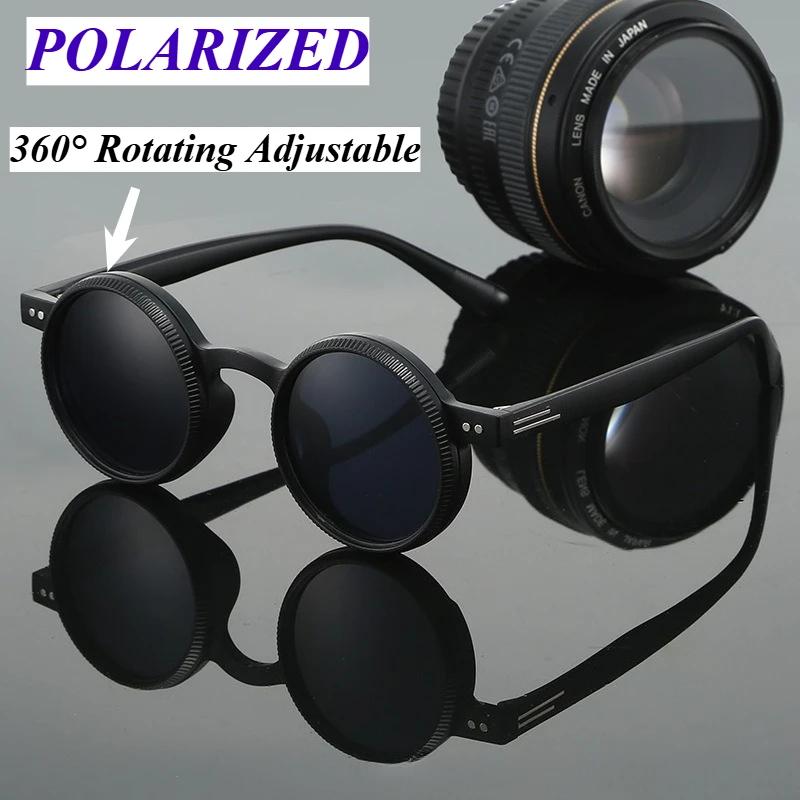 360 °   Lunettes de soleil rotatives réglables, monture ronde, polarisées, pour l'extérieur, résista