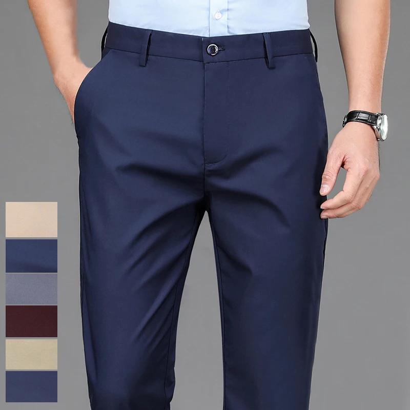 Pantalon homme Stretch solide noir intelligent décontracté pantalon homme bureau séchage rapide cost