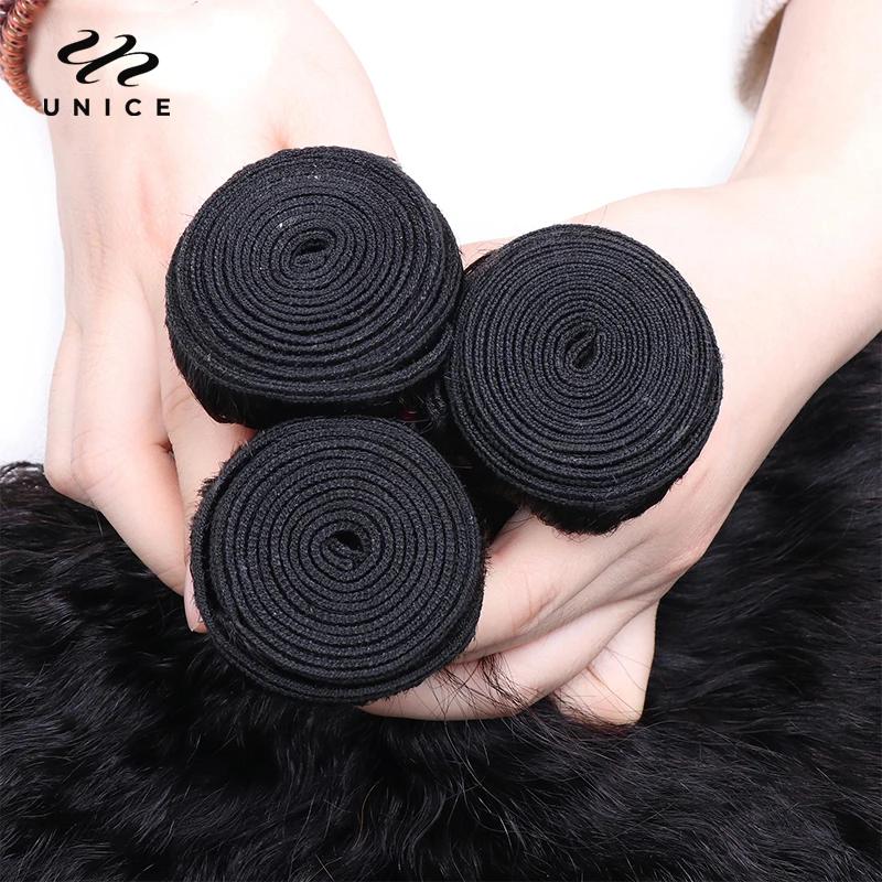 Mèches naturelles crépues lisses-UNice Hair, 100% cheveux humains, 3/4 humains, à coudre, en lots de