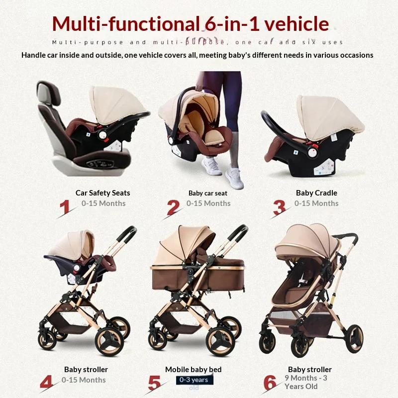 Poussette 3 en 1 Babyfond pour nouveau-né, position haute, bidirectionnelle, pouvant être utilisée e
