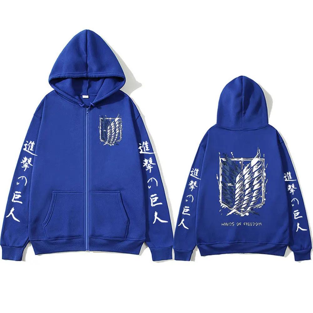 Sweat-shirts à fermeture éclair avec logo Anime Attack on Titan Mikasa Ackerman Eren Jaeger Wings of