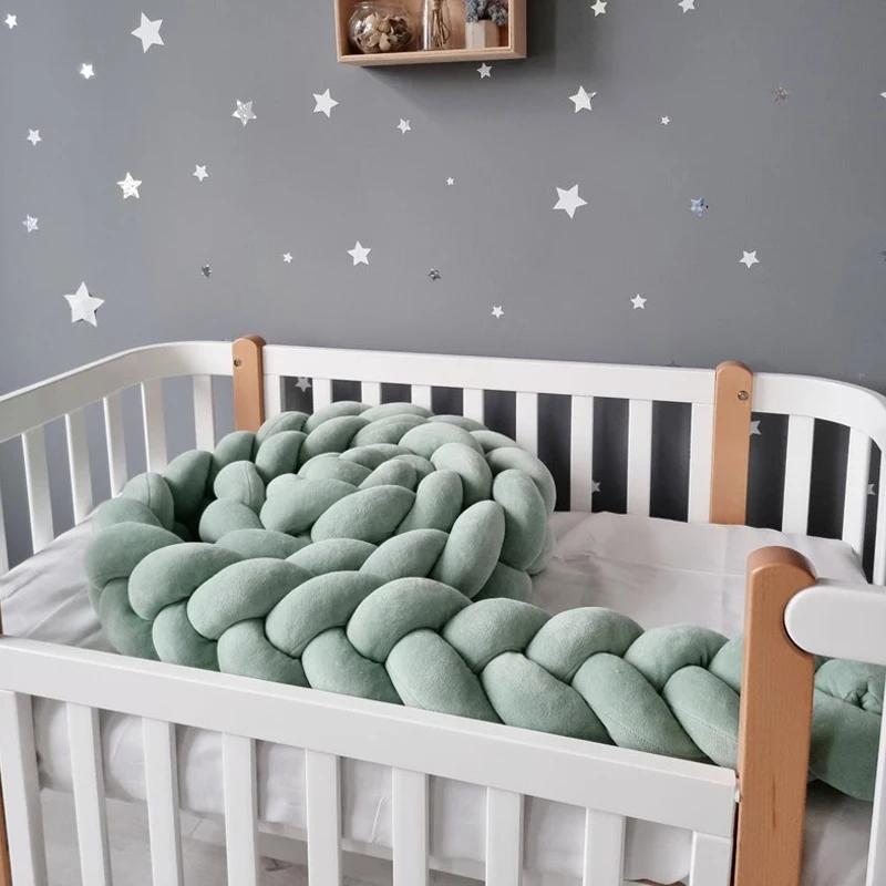 Protecteur lit bébé 1-4 mois tresse noeud décoratif - Coussin pare-chocs berceau sécurité chambre enfant