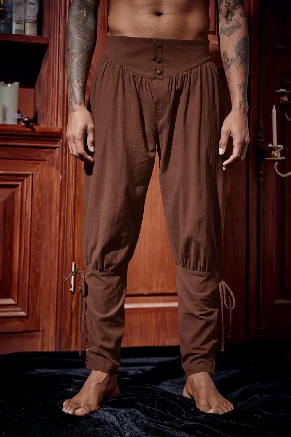 Pantalon de cheville médiéval pour hommes, pantalon de Pirate Viking de la Renaissance, à lacets, co