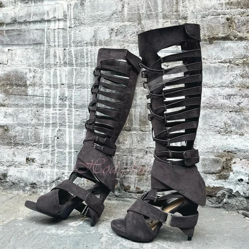 Sandales à lanières creuses pour femmes, nouveau Style, boucles, bout ouvert, talons aiguilles solid