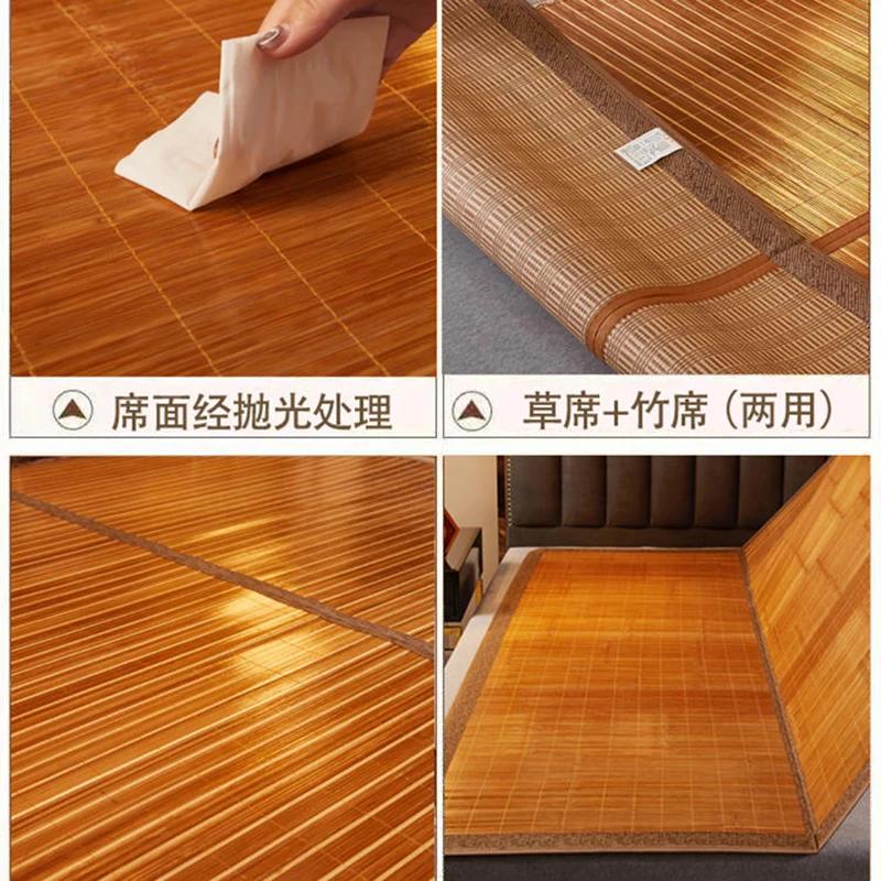 Tapis d'été en bambou, en paille réversible, double face, pour la maison, en rotin, à l'ancienne, li