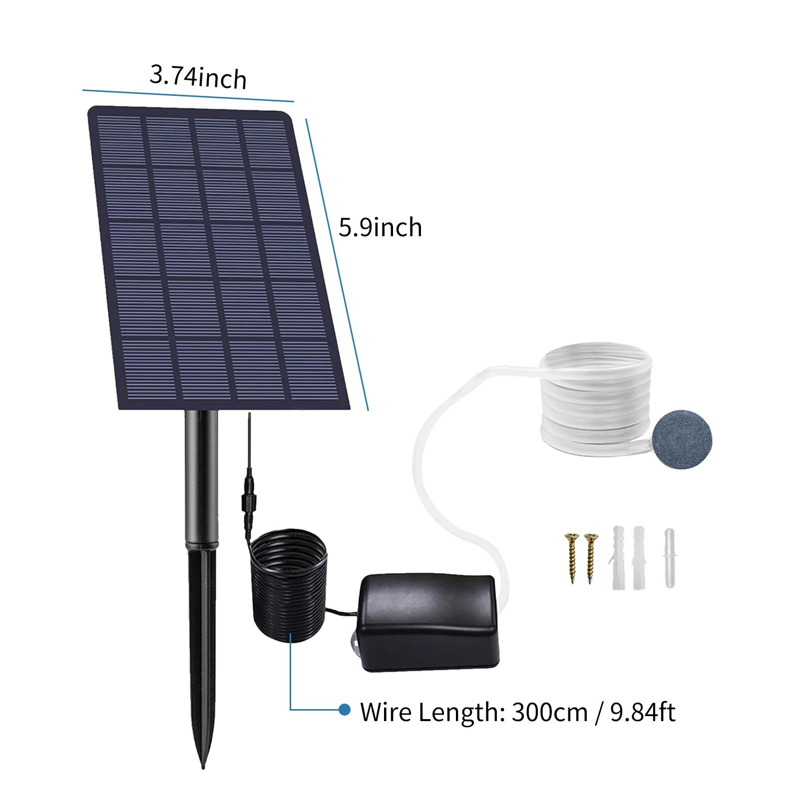 Pompe à oxygène solaire enfichable avec tuyau, oxygénateur précieux pour poisson, aérateur d'oxygène
