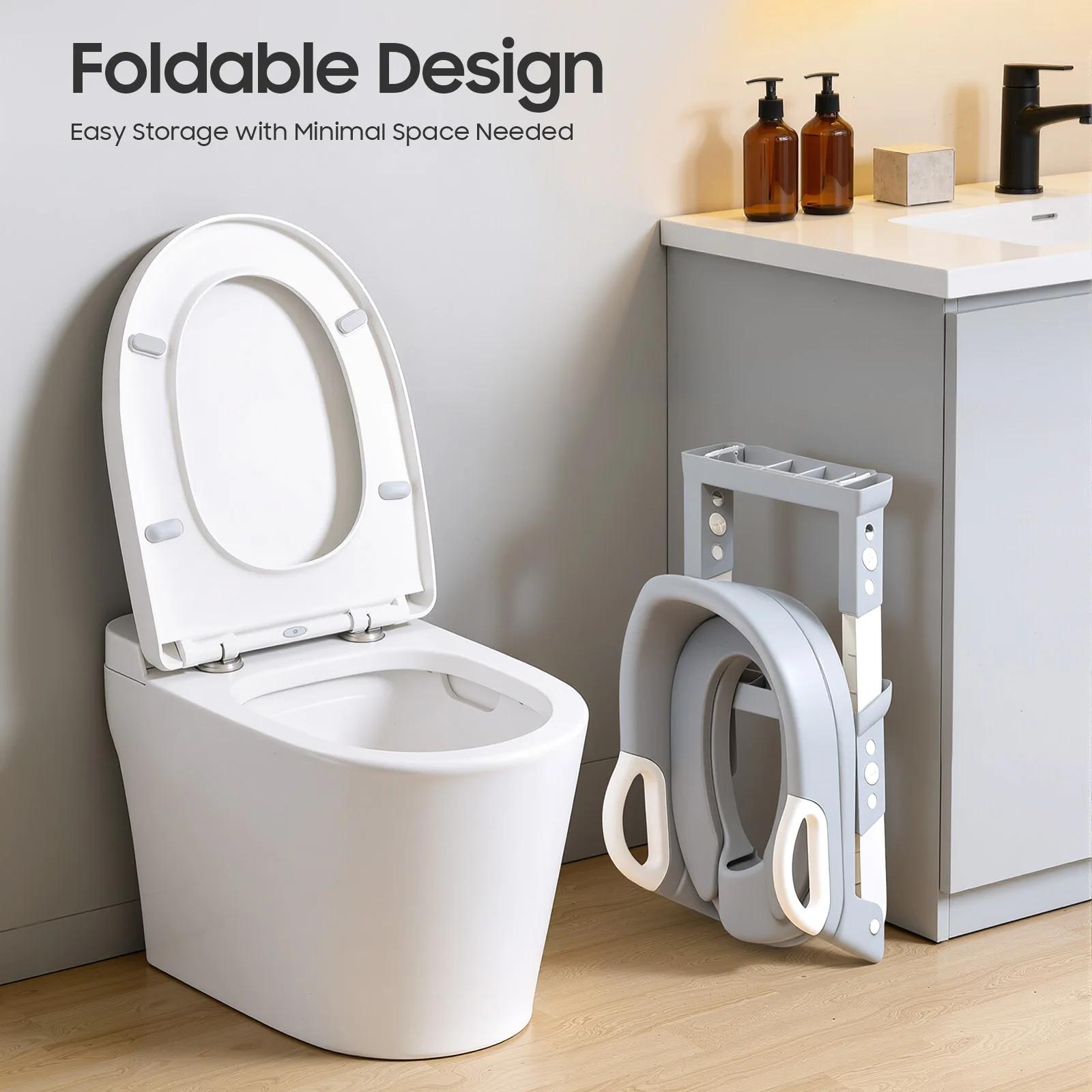 Siège d'apprentissage de la propreté pliable pour enfants avec marchepied, siège de toilette réglabl