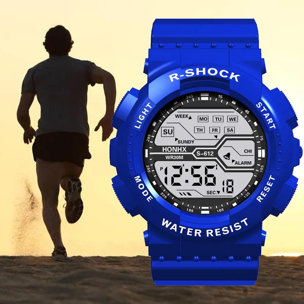 Sport de plein air hommes montre multifonction grand écran LED électronique étanche lumineux militai