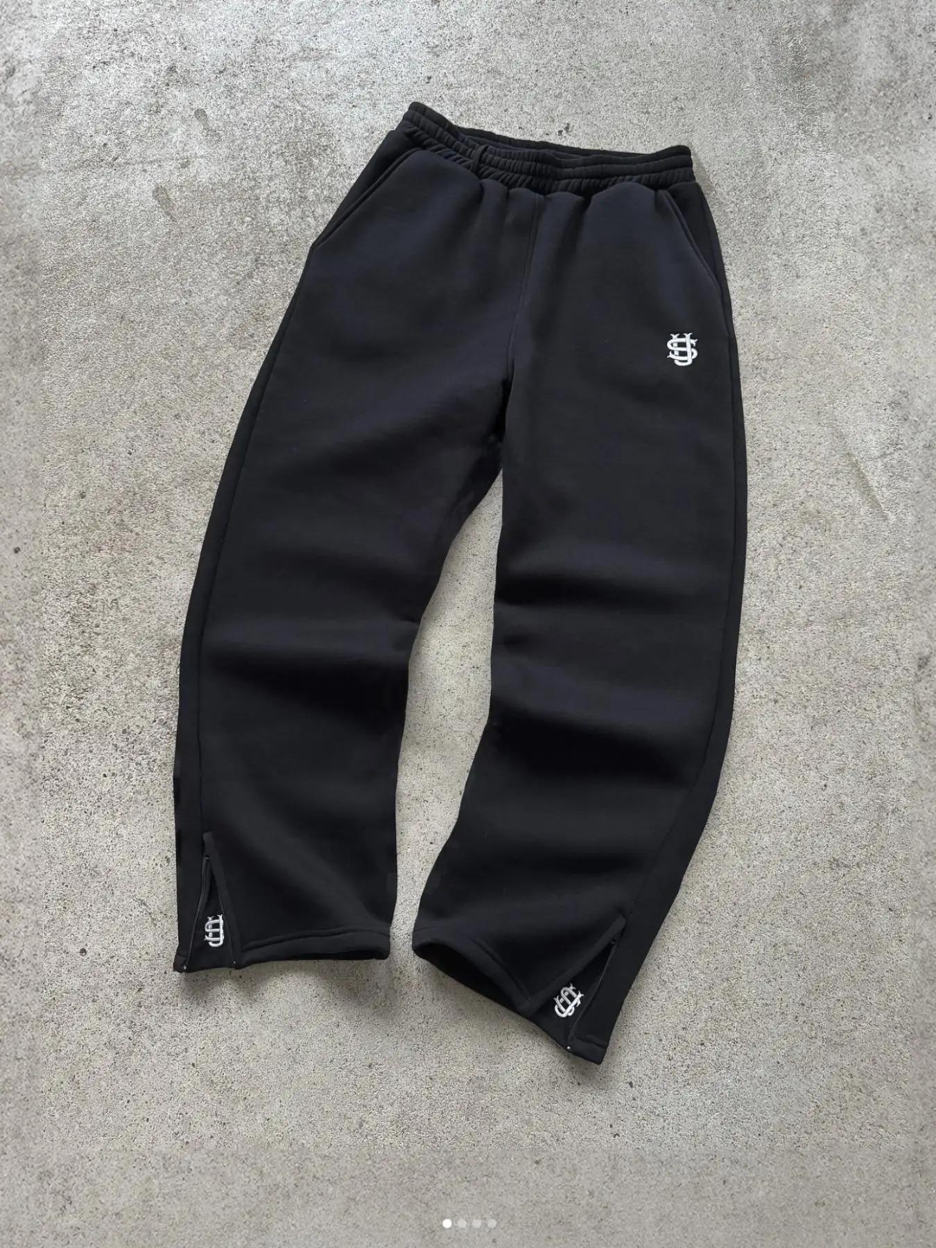 Nouveau pantalon Y2K personnalisé avec fermeture éclair sur les jambes, broderie, style hip-hop, jog