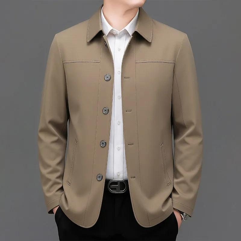 Veste décontractée ample pour homme d'âge moyen, idéale pour le printemps et l'automne, convient aux