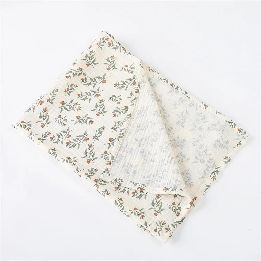 Couverture d'emmaillotage en coton pour bébé, imprimé Floral, couche en mousseline, tissu froissé po