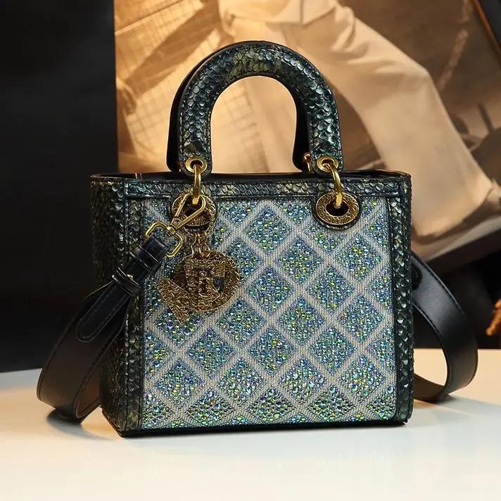 Petit sac à main entièrement en strass, sac à bandoulière de luxe en cuir véritable pour femmes, sac