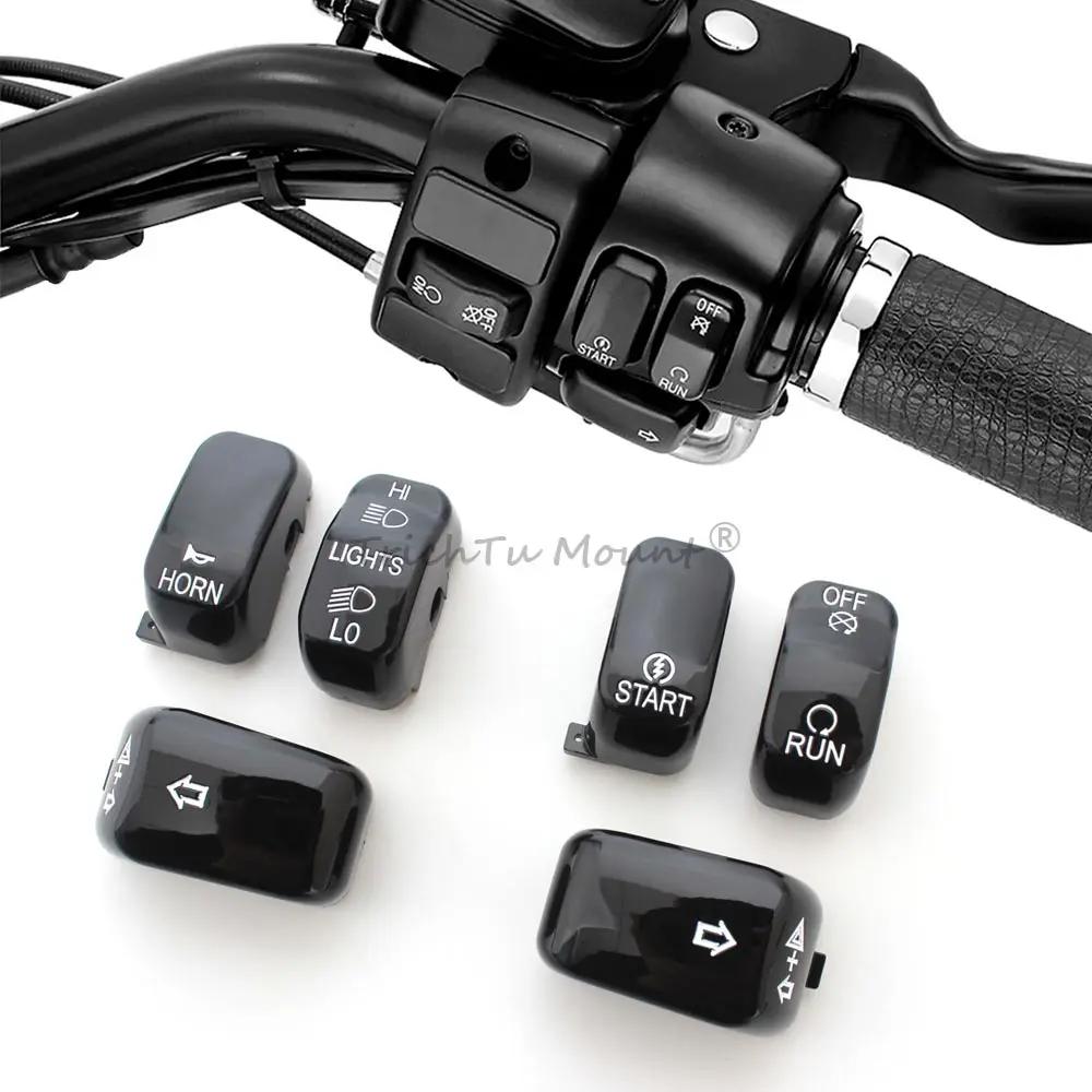 Kit de couvercles de boutons noirs pour interrupteur de commande manuelle de moto, pour Harley Touri