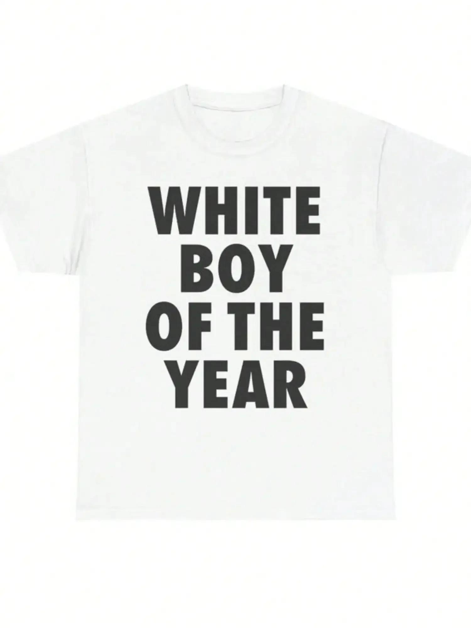 Blanc garçon de l'année t-shirts coton imprimé à manches courtes T-shirt rétro décontracté Streetwea
