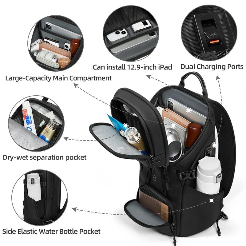 Sac à bandoulière étanche pour hommes, avec séparation sèche et humide, Port de chargement USB, gran