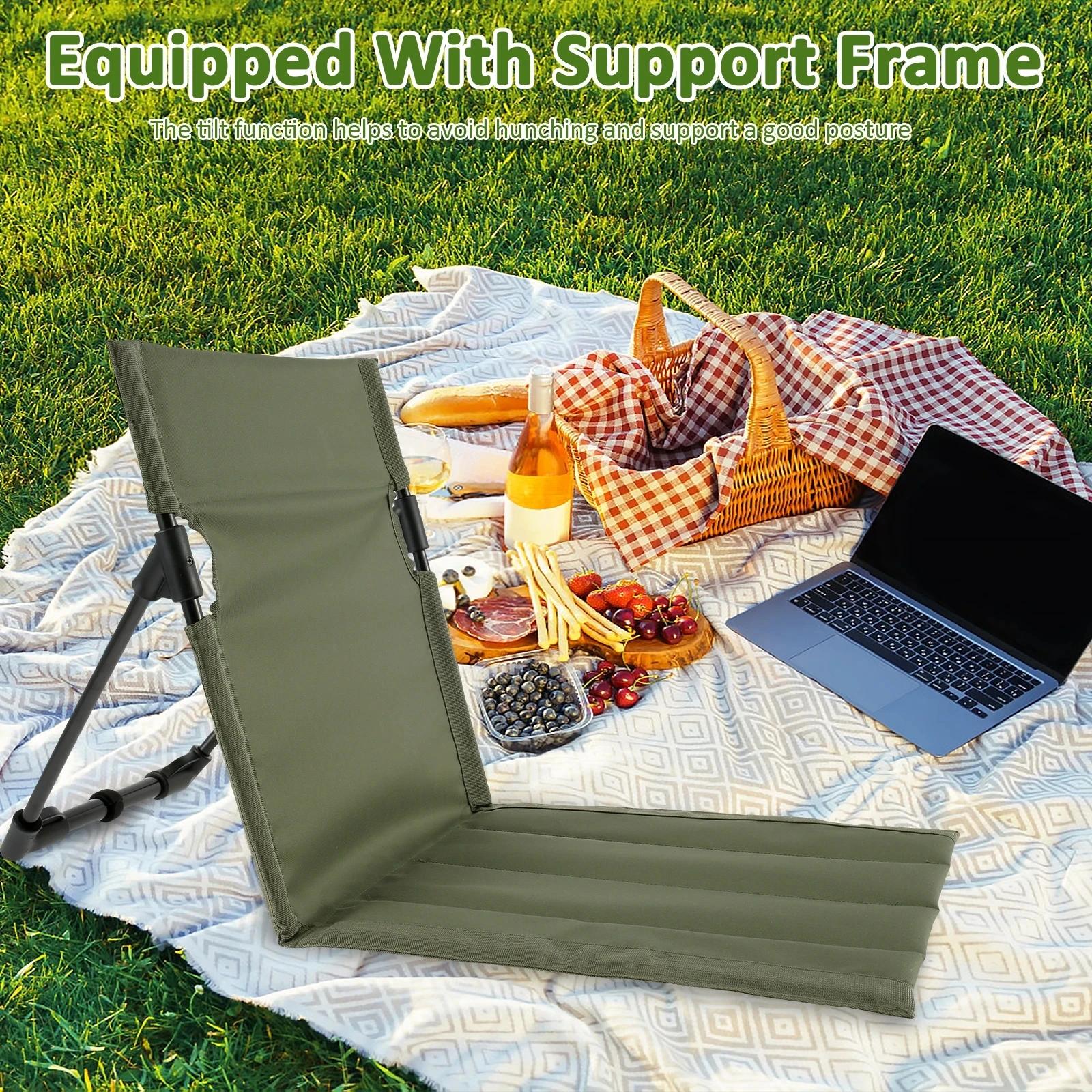 Chaise pliante de Camping en plein air, Portable, pliable, paresseux, coussin de dossier pour pêche,