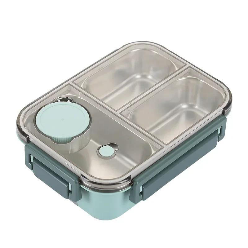 Boîte à déjeuner en acier inoxydable 304 avec vaisselle pour adultes et enfants, récipient à déjeune