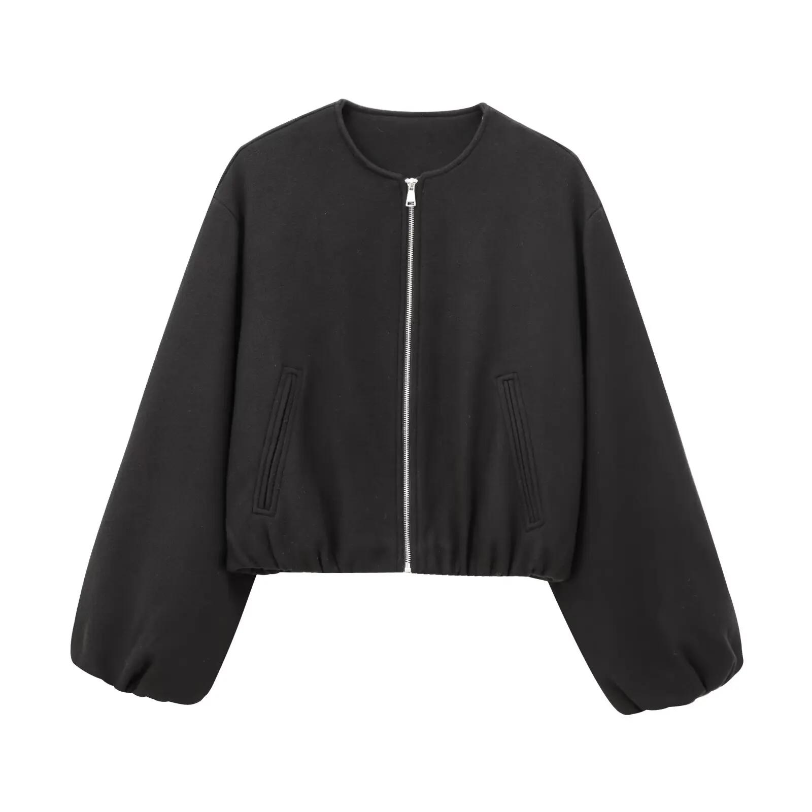 MUJER noir Bomber vestes pour femmes fermeture éclair varsity vestes femmes doux recadrée vestes fem