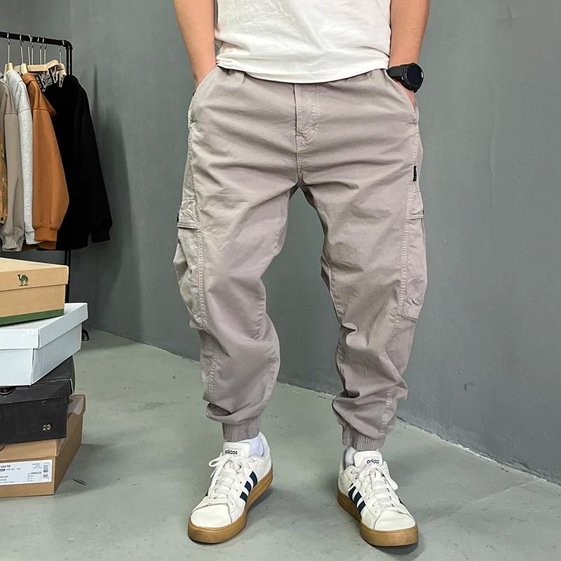 Pantalon cargo vintage de haute qualité pour hommes, streetwear japonais, vêtements Harajuku, joggeu