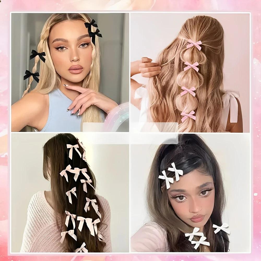 Mini pinces à cheveux Y2k pour filles, 5 à 24 pièces, épingle à cheveux en métal, Barrette, ruban fa