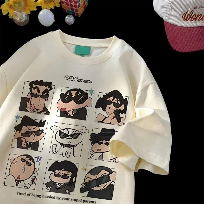 2025 été femmes vêtements Streetwear Crayon Shin Chan imprimer dessin animé t-shirt hauts hommes fem