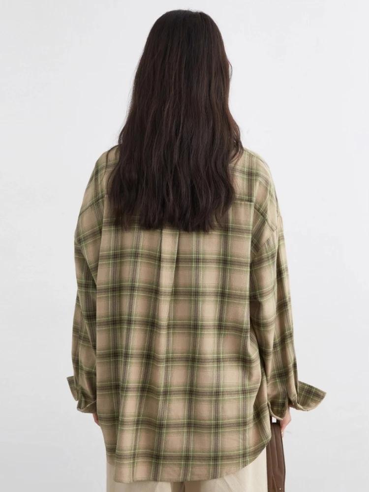 CHIC VEN femmes chemises ample décontracté nouveau ponçage chemise à carreaux à manches longues moye