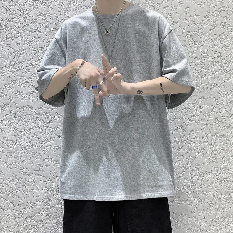 T-Shirt à Manches Courtes et Col Rond pour Homme, Vêtement en Coton, Style Hip Hop, Streetwear, Coul