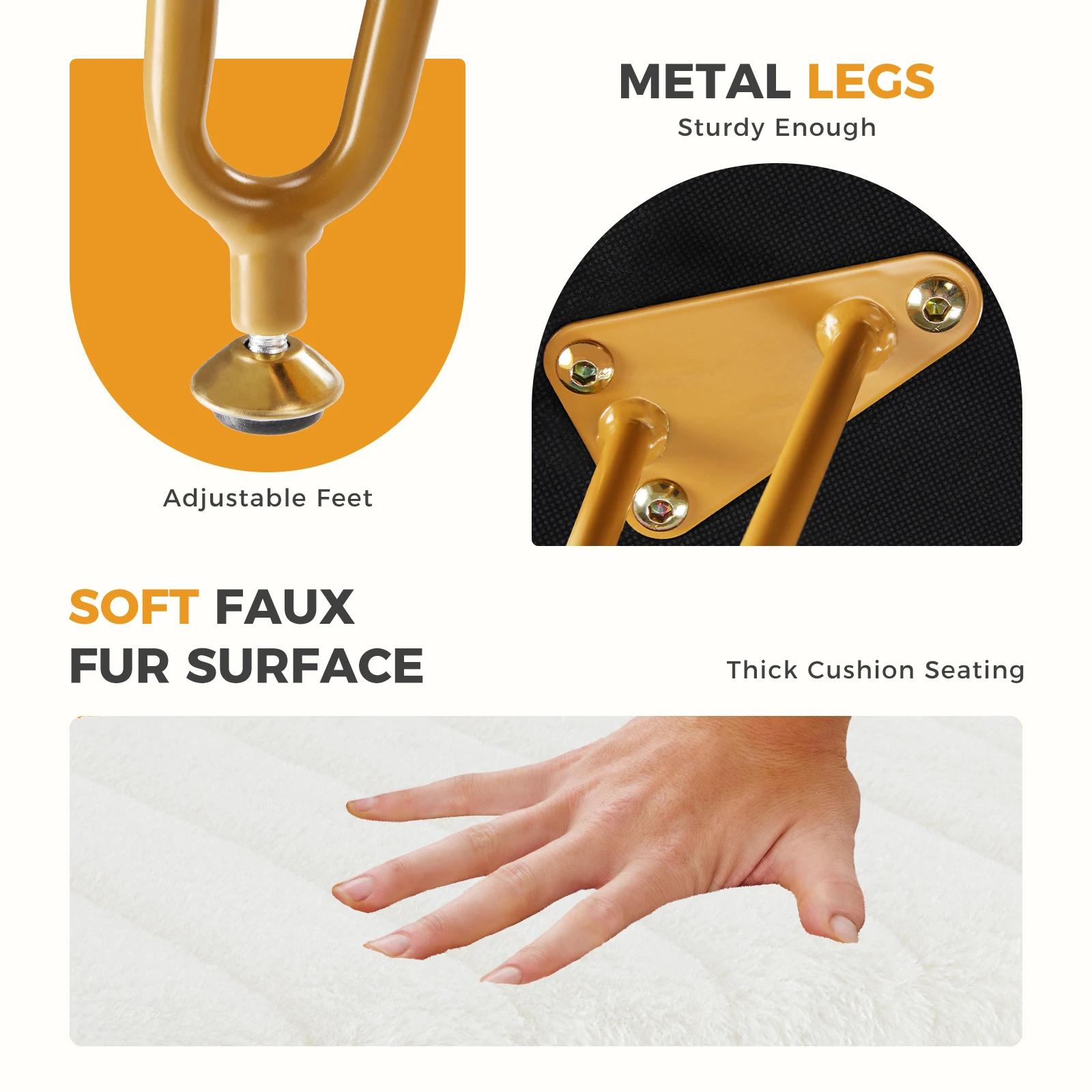 JHK – tabourets et poufs de rangement cachés en fausse fourrure pour salon, maquillage rembourré ave