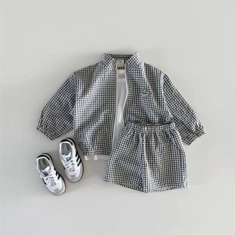 TZ2624 – ensemble veste et short à col montant à carreaux pour enfants, vêtements de Protection sola