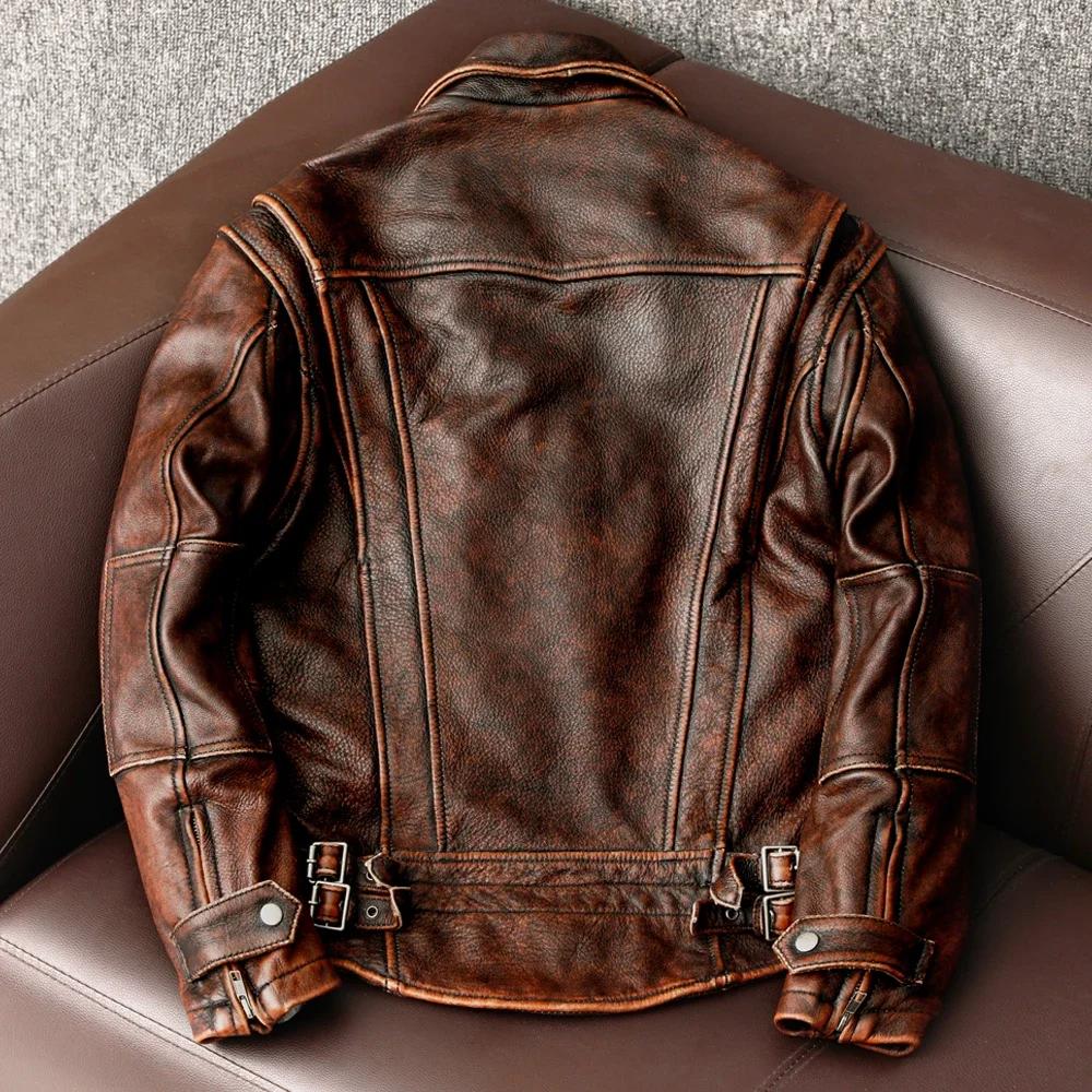 Veste en cuir pour hommes à queue d'hirondelle vestes de moto Vintage 100% manteau en cuir de vachet