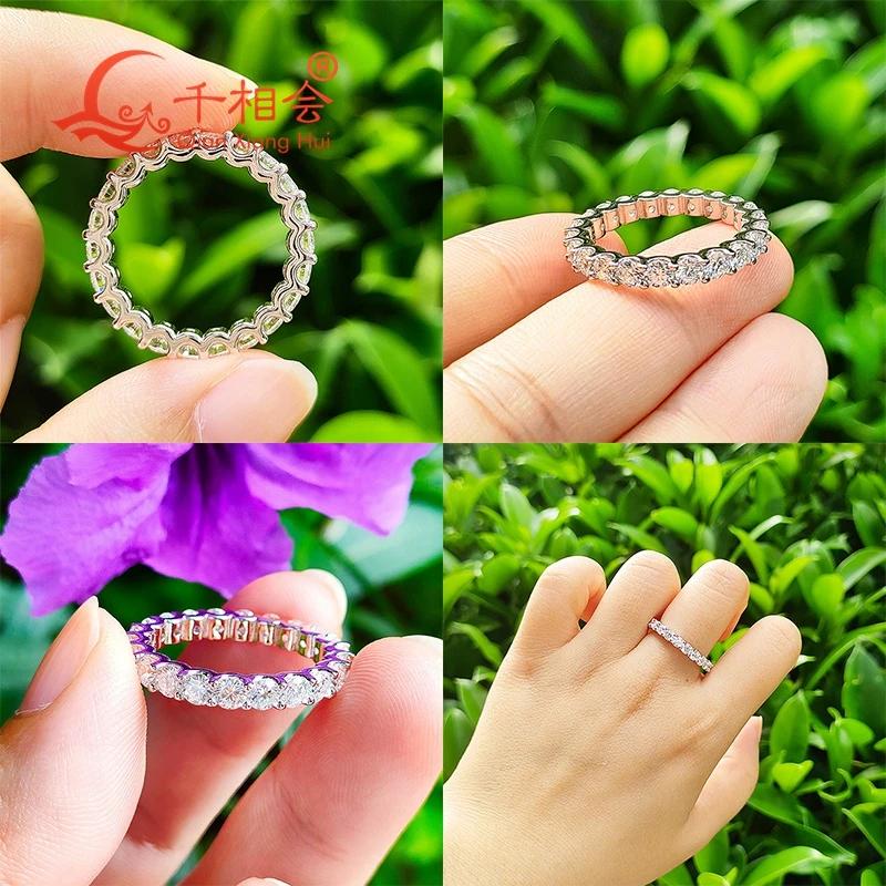 Bague éternelle ronde en moissanite D VVS de 3 mm ou 2 mm, en argent S925, bijoux pour femme, cadeau