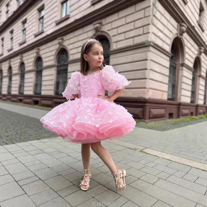 Nouvelles filles robe bouffante enfants robe de soirée manches à bulles robe de princesse anniversai