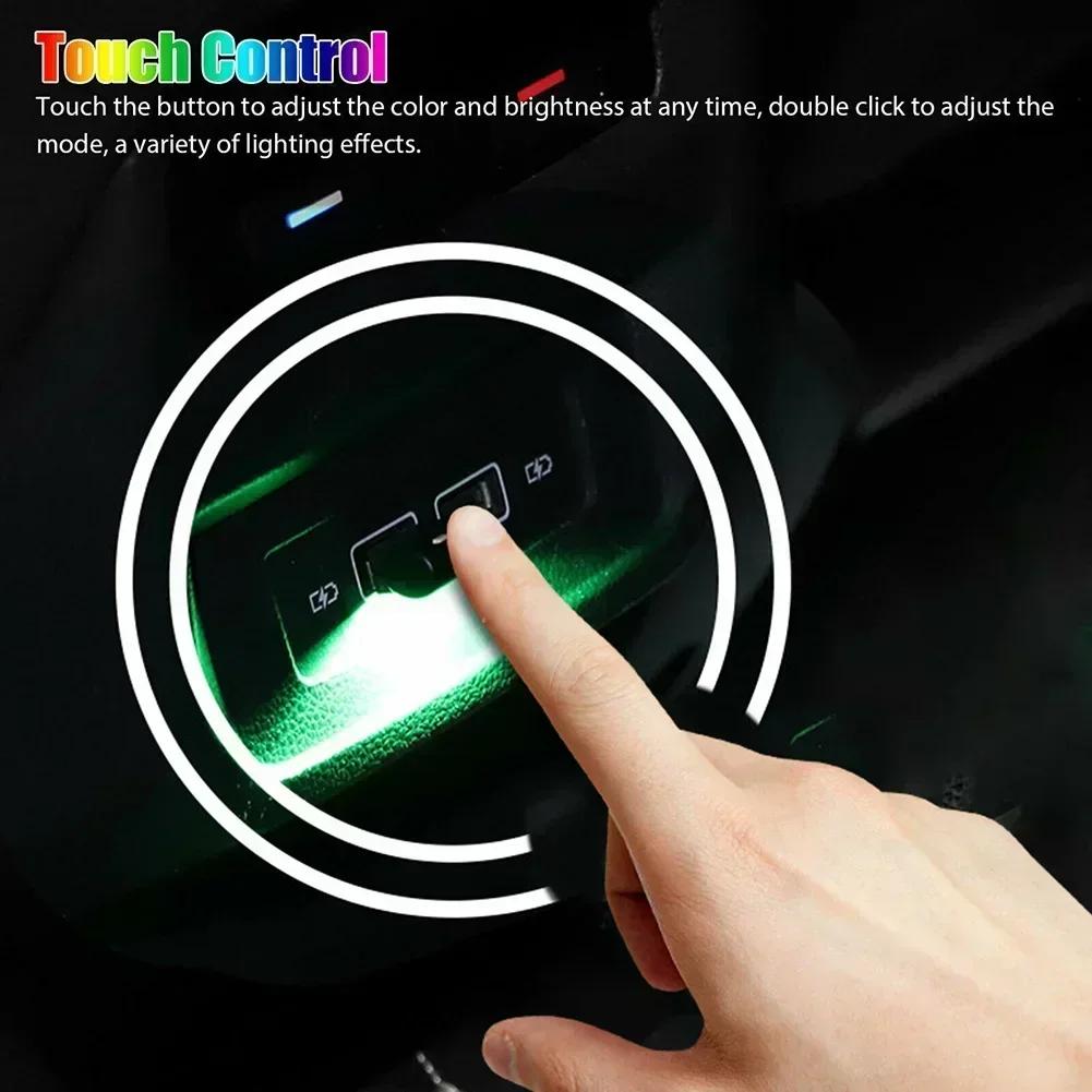 Lampe d'ambiance USB LED 1x USB RGB LED lumière intérieure de voiture touche tactile atmosphère néon