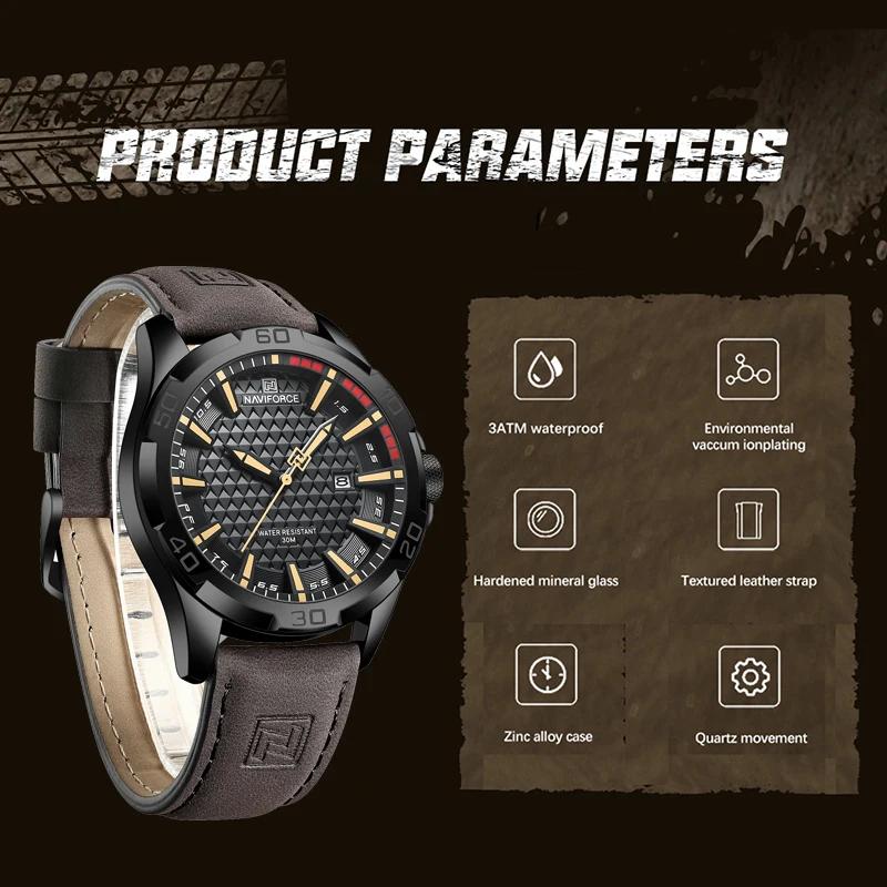NAVIFORCE hommes Sport décontracté militaire Quartz calendrier montre-bracelet pour homme d'affaires