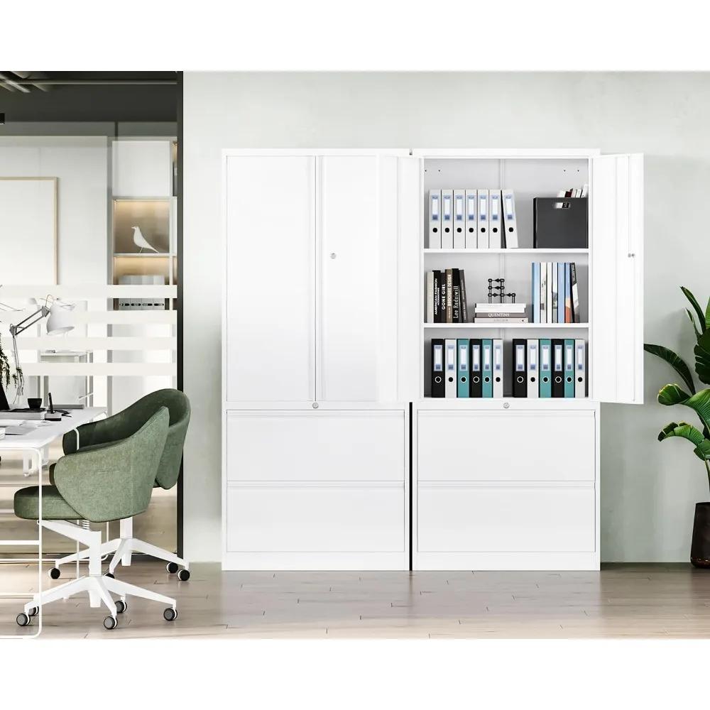 Armoires de rangement en métal pour le bureau à domicile, classeur-2 tiroirs avec serrure et étagère