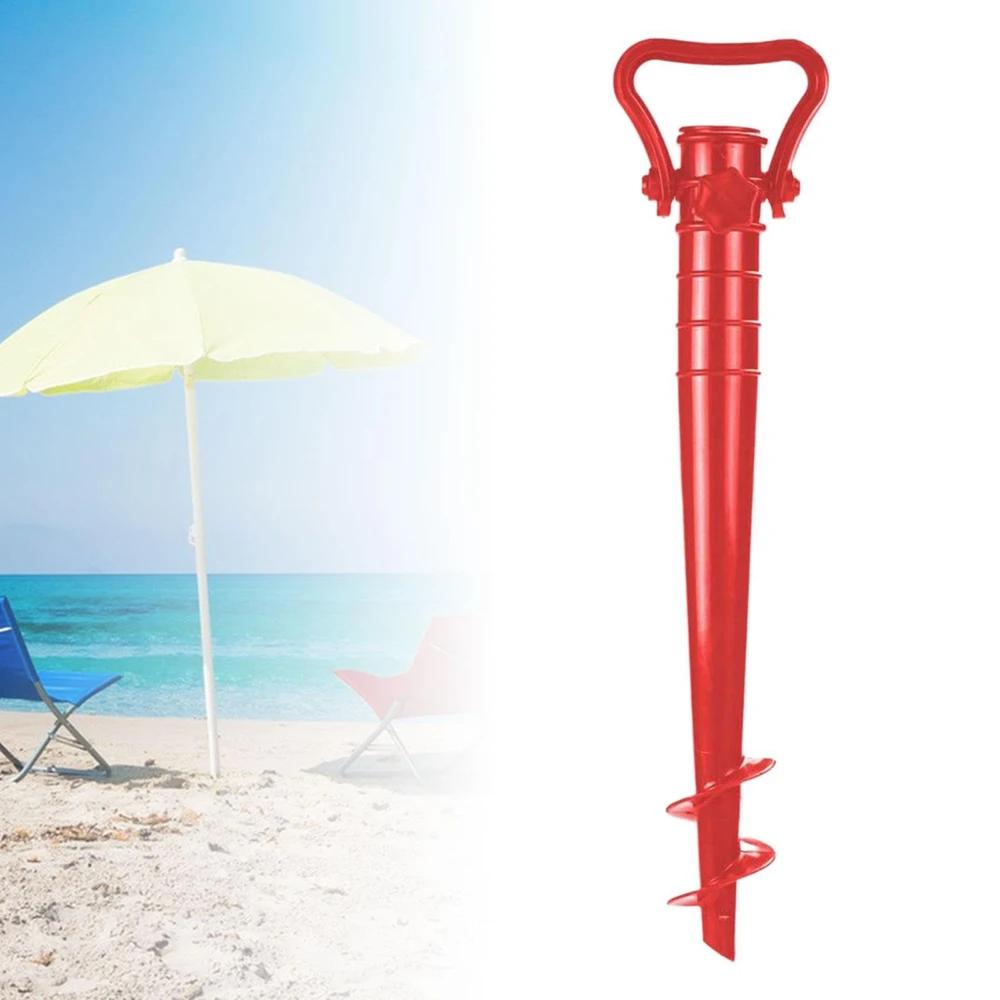 Injecteur de parapluie de plage rouge, vis en spirale, support de parapluie solaire de jardin extéri