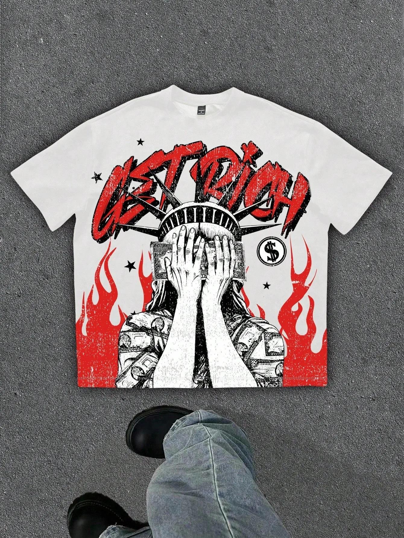 Le nouveau T-shirt pour hommes pour l'été de 2025 présente une impression de motif d'ange 3D douce e