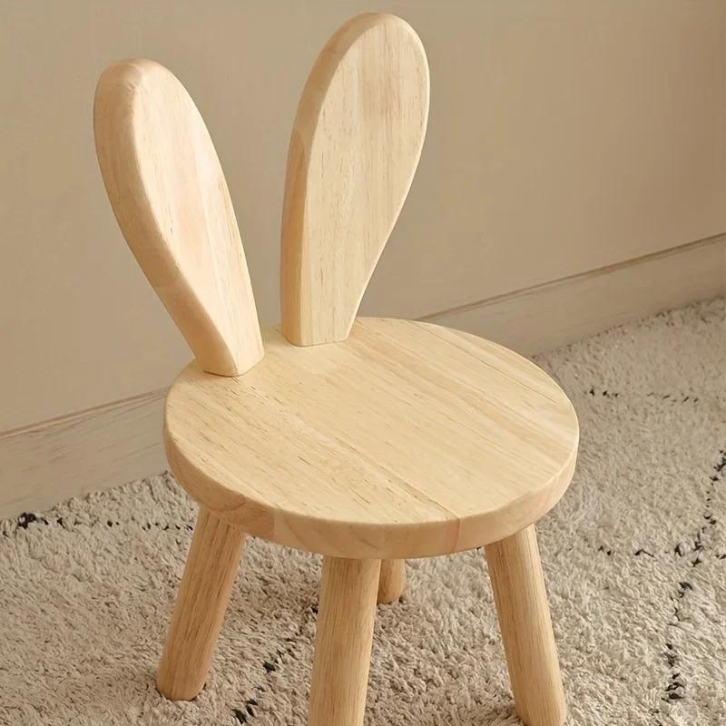 1pc petit tabouret créatif, oreilles de lapin mignonnes petit tabouret en bois massif, tabouret déco